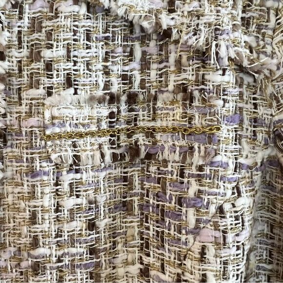 Chico’s Jacket Size 0 (small 4) Fringe Zip Front Beige Lined Career - Picture 7 of 9